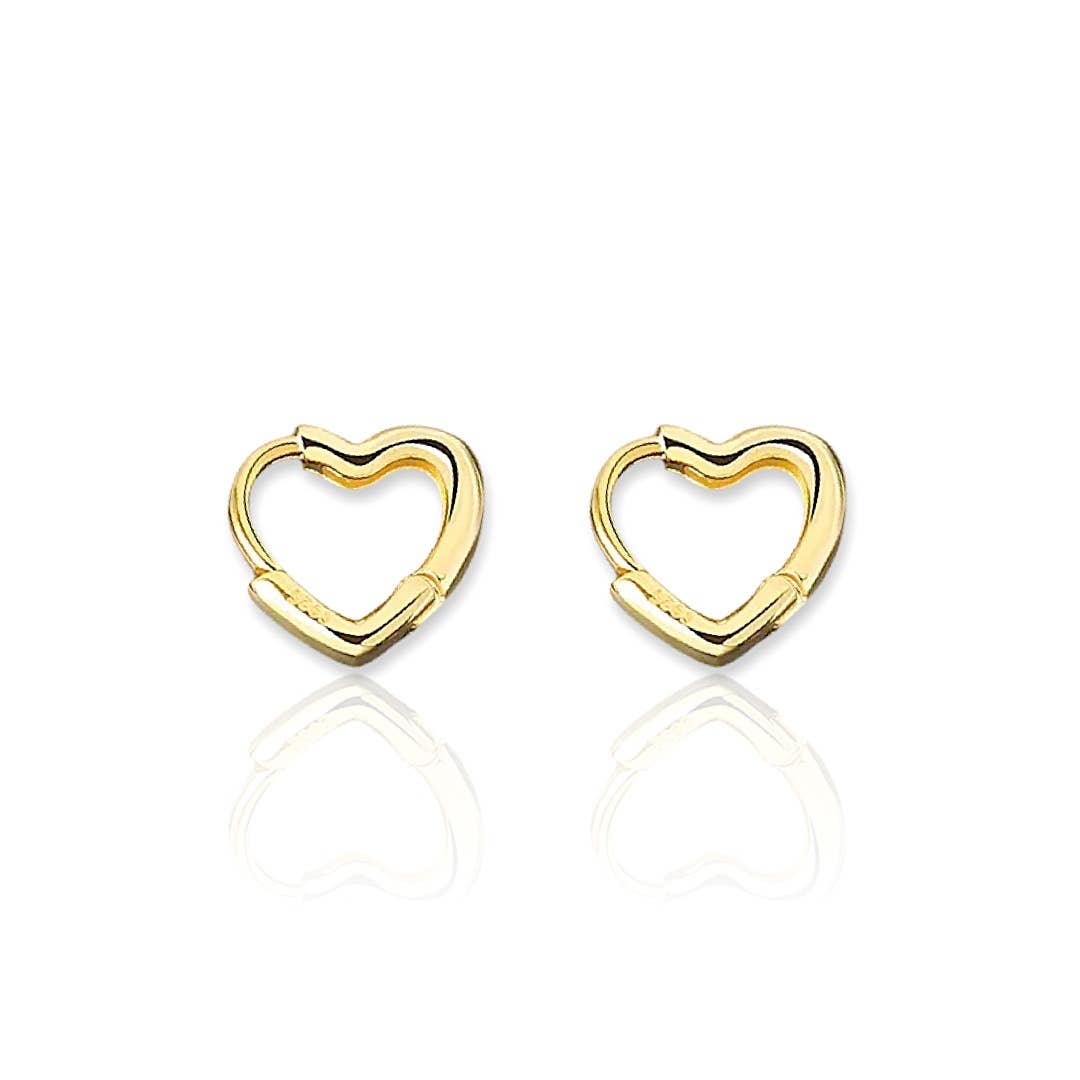 Small Open Heart Hoops Earrings, 18K Gold, Abigail Fox