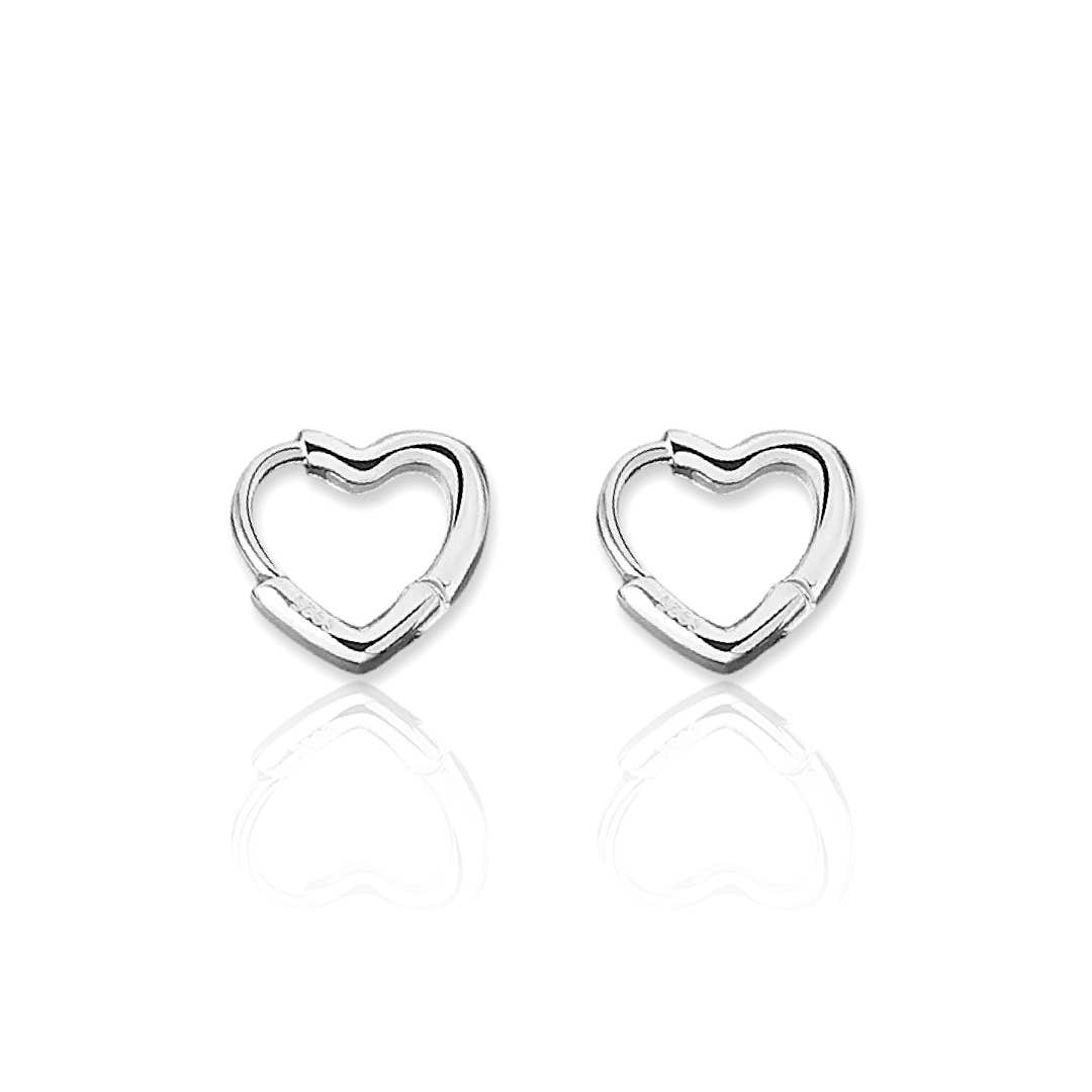 SMOOTH HEART EARRINGS | White Rhodium Plated – Unique Brazilian Jewelry
