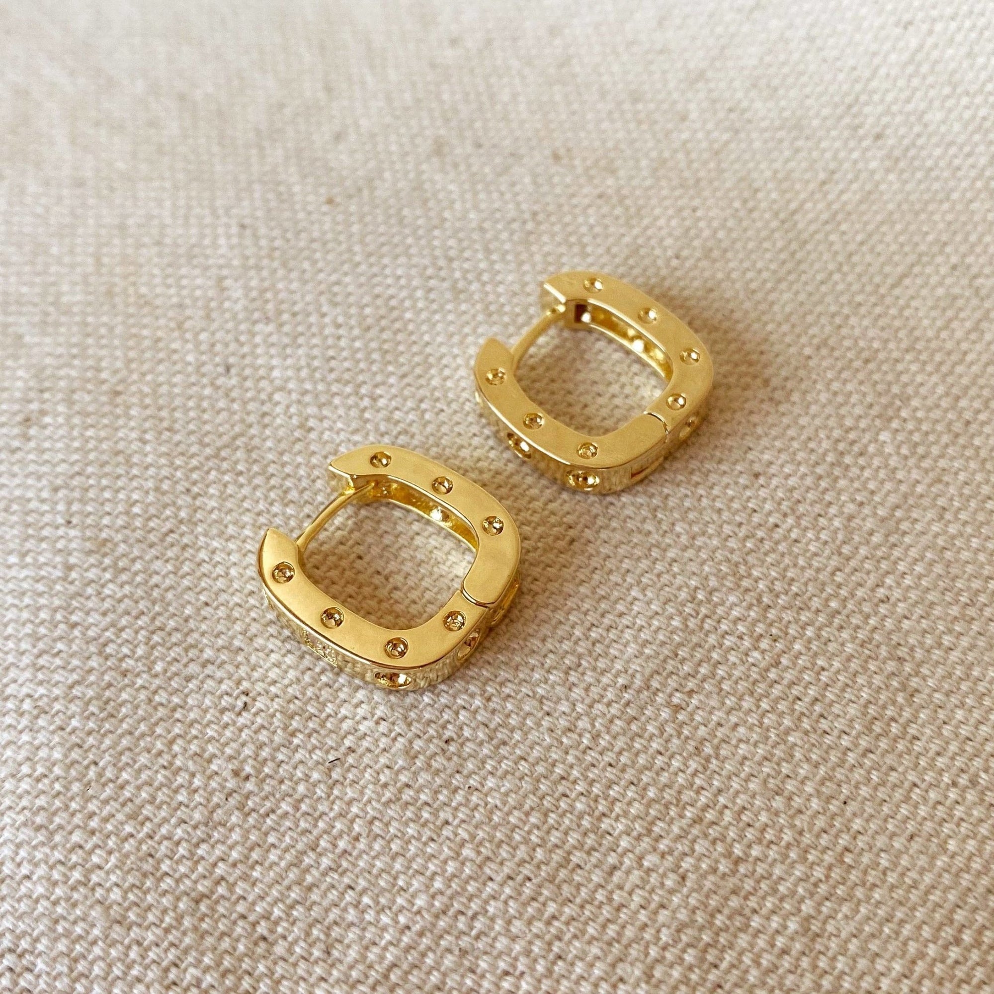 Small Rectangular CZ Hoop Earrings, 18k Gold Filled, Abigail Fox - Abigail Fox Designs
