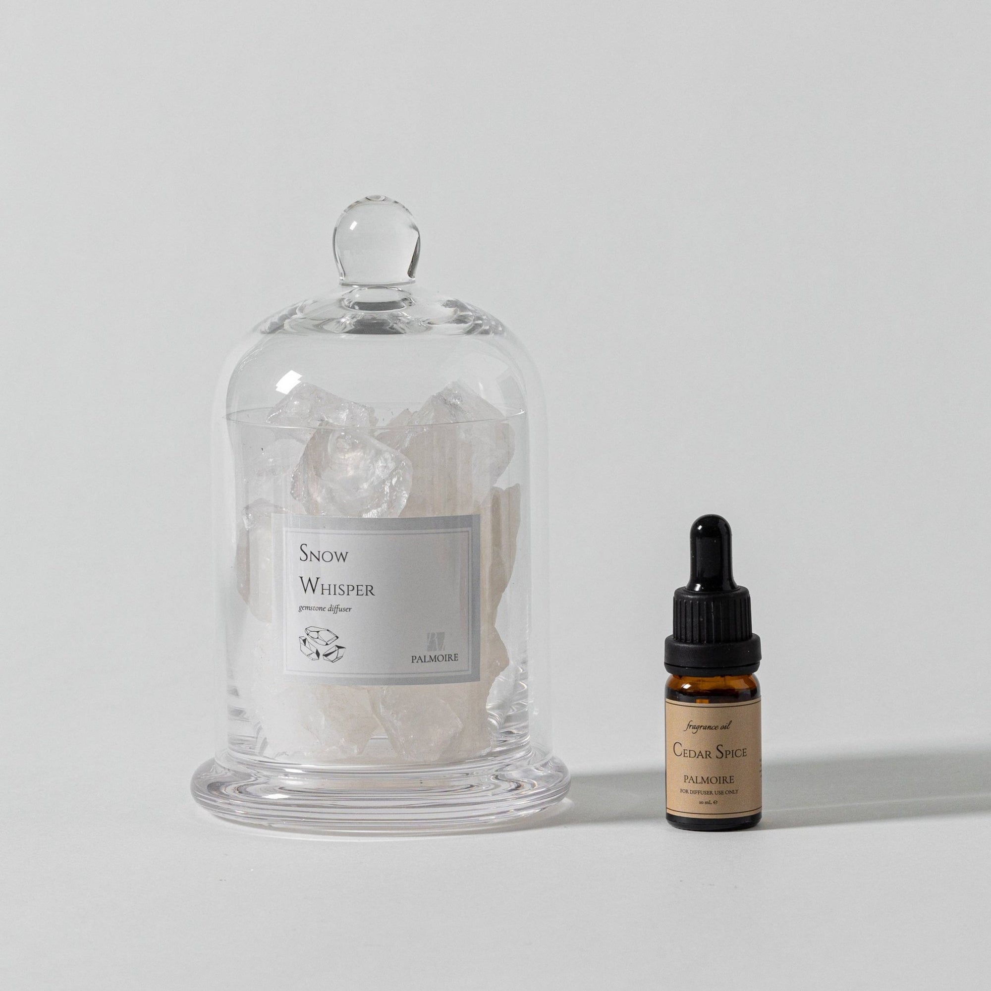 Snow Whisper Gemstone Diffuser, Snow Quartz Stones with essential oils, lemon, cedar, jasmine & amber. - Abigail Fox Designs