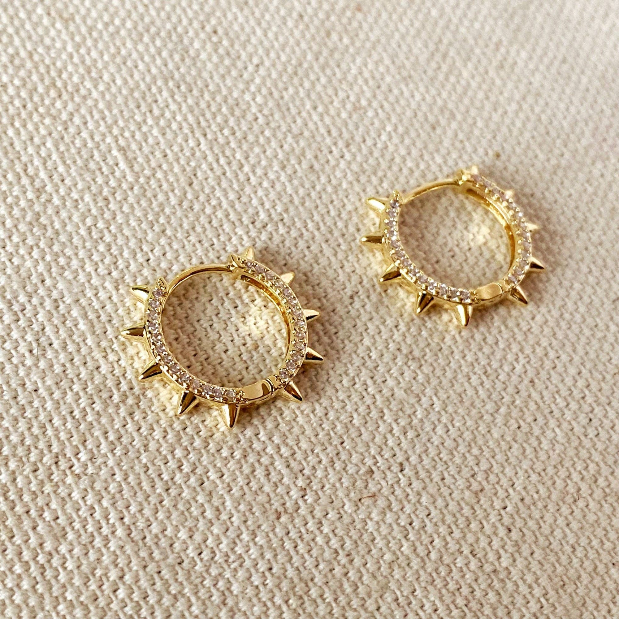 Spike Hoop Earrings With Cubic Zirconia Detail, 18k Gold Filled, Abigail Fox - Abigail Fox Designs