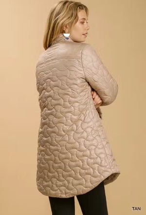 Tan Quilted Zip Up Fay Jacket with Side Pockets - Abigail Fox Designs