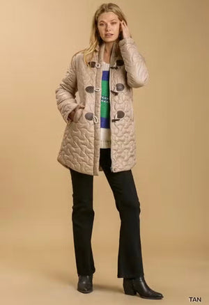 Tan Quilted Zip Up Fay Jacket with Side Pockets - Abigail Fox Designs