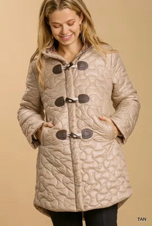 Tan Quilted Zip Up Fay Jacket with Side Pockets - Abigail Fox Designs