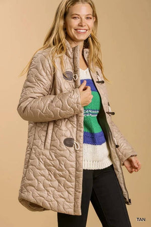 Tan Quilted Zip Up Fay Jacket with Side Pockets - Abigail Fox Designs