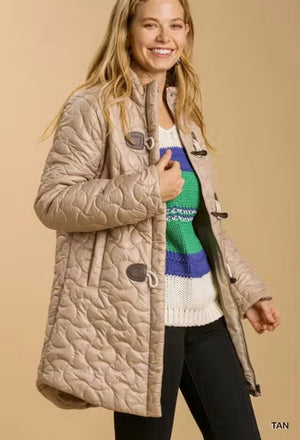 Tan Quilted Zip Up Fay Jacket with Side Pockets - Abigail Fox Designs