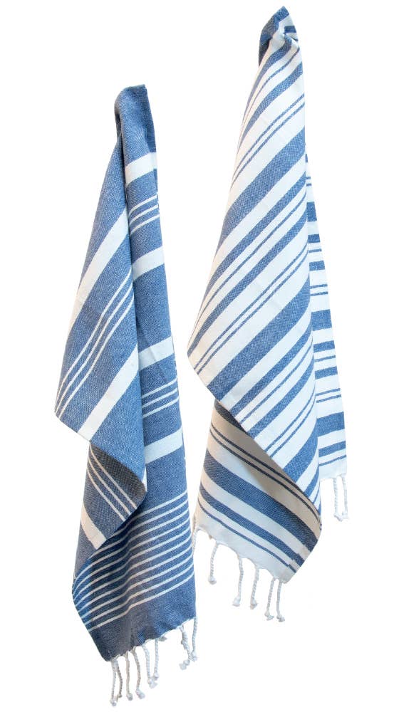 Tea Towels Blue Stripes Set of 2 - Abigail Fox Designs
