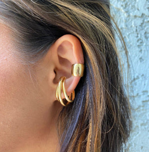 Three Lines Chunky Ear Cuff, 18k Gold Filled, Abigail Fox - Abigail Fox Designs