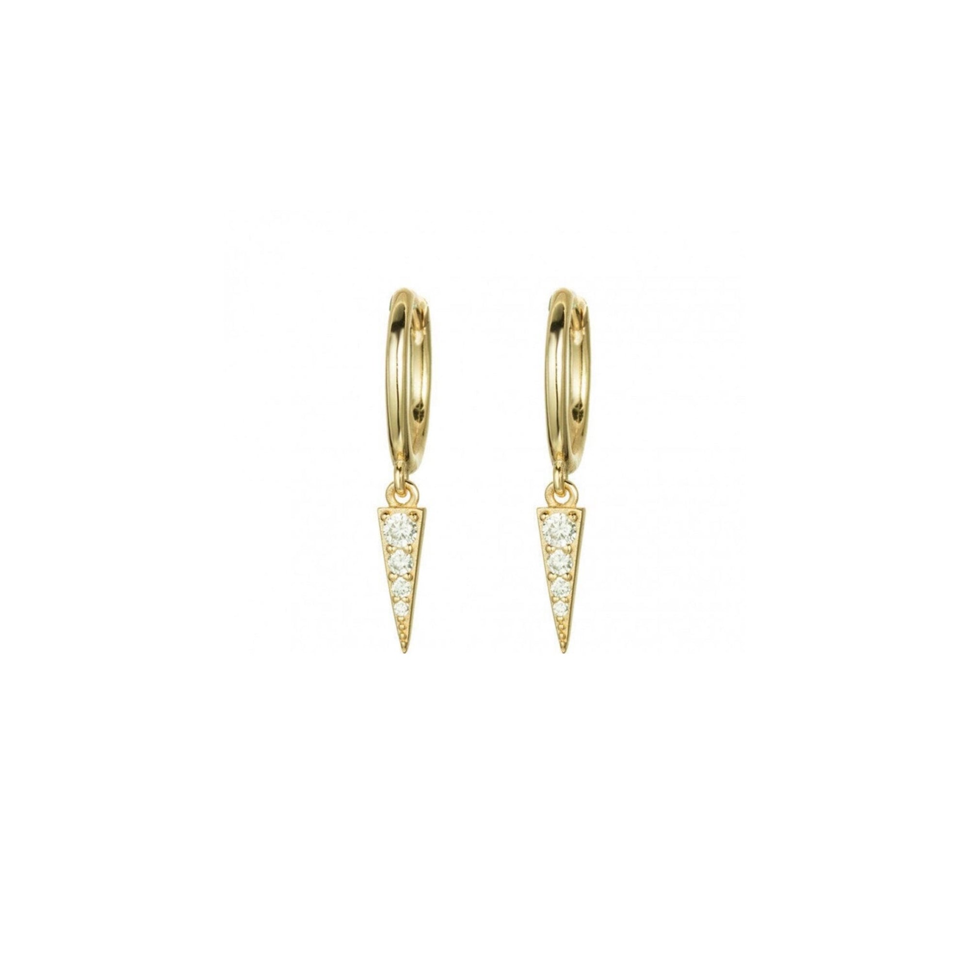 Triangle Spike Mini Huggies, 18K Gold & Sterling Silver, Abigail Fox - Abigail Fox Designs