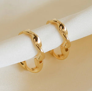 Twisted Hoop Huggie Earrings, 18k GV - Abigail Fox Designs