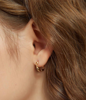 Twisted Hoop Huggie Earrings, 18k GV - Abigail Fox Designs