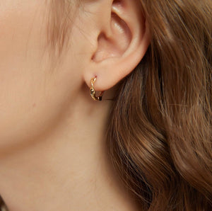 Twisted Hoop Huggie Earrings, 18k GV - Abigail Fox Designs