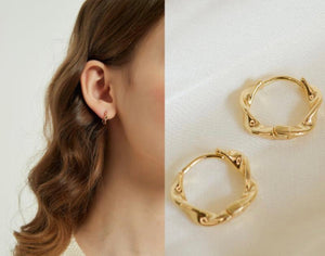 Twisted Hoop Huggie Earrings, 18k GV - Abigail Fox Designs