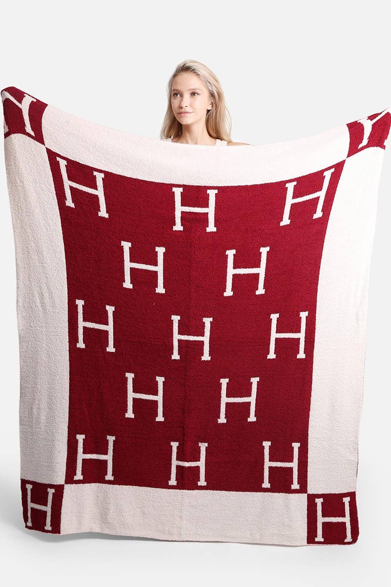 Two-Tone with H Pattern Luxury Soft Throw Blanket - Abigail Fox Designs