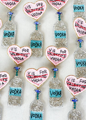 V is for Vodka Seed Bead Valentine Earrings - Abigail Fox Designs