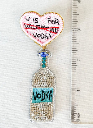 V is for Vodka Seed Bead Valentine Earrings - Abigail Fox Designs