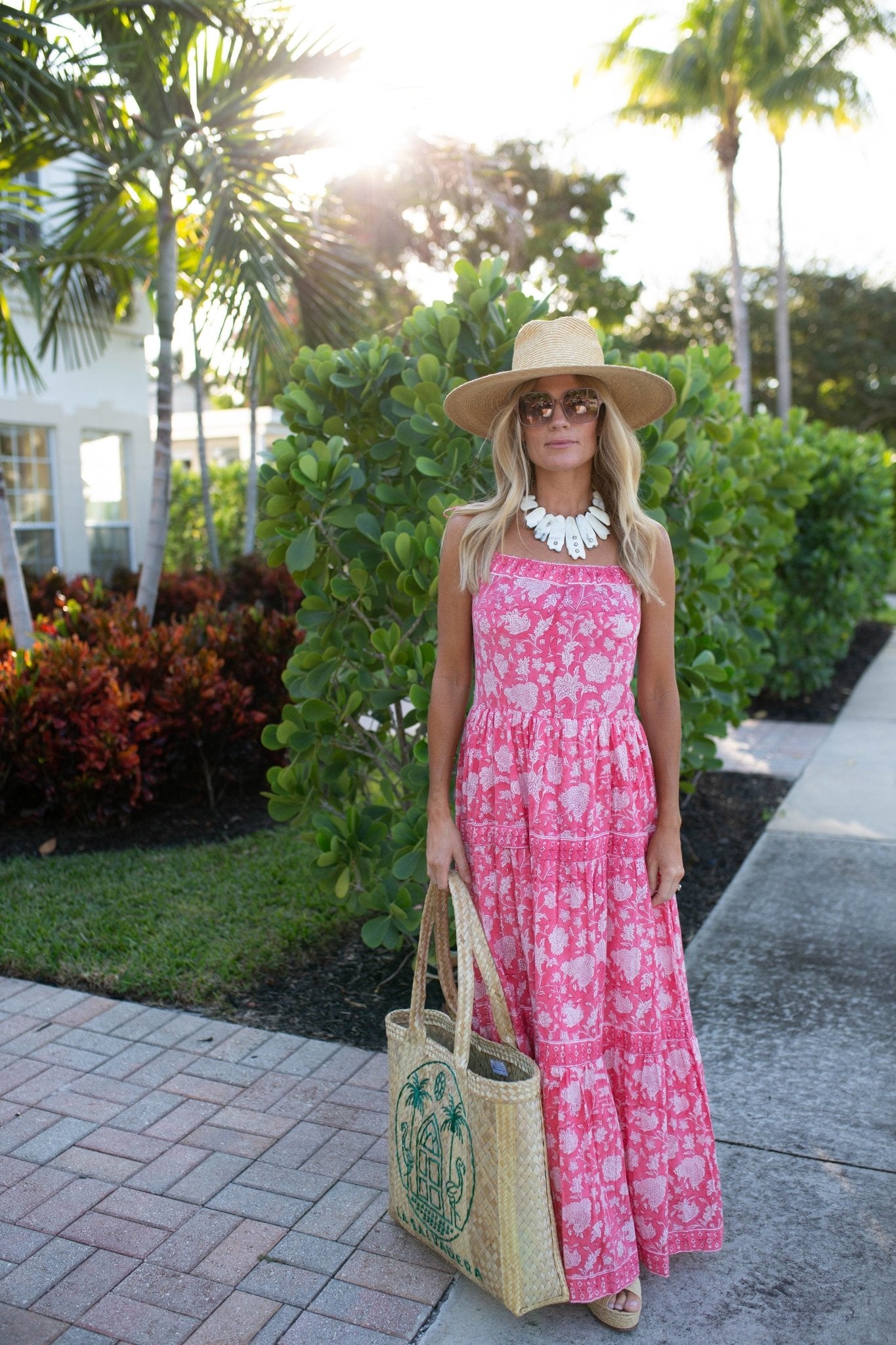 Veranda Maxi Dress - Magenta Hibiscus - Abigail Fox Designs