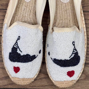 White Beaded Nantucket Espadrille Shoes - Abigail Fox Designs