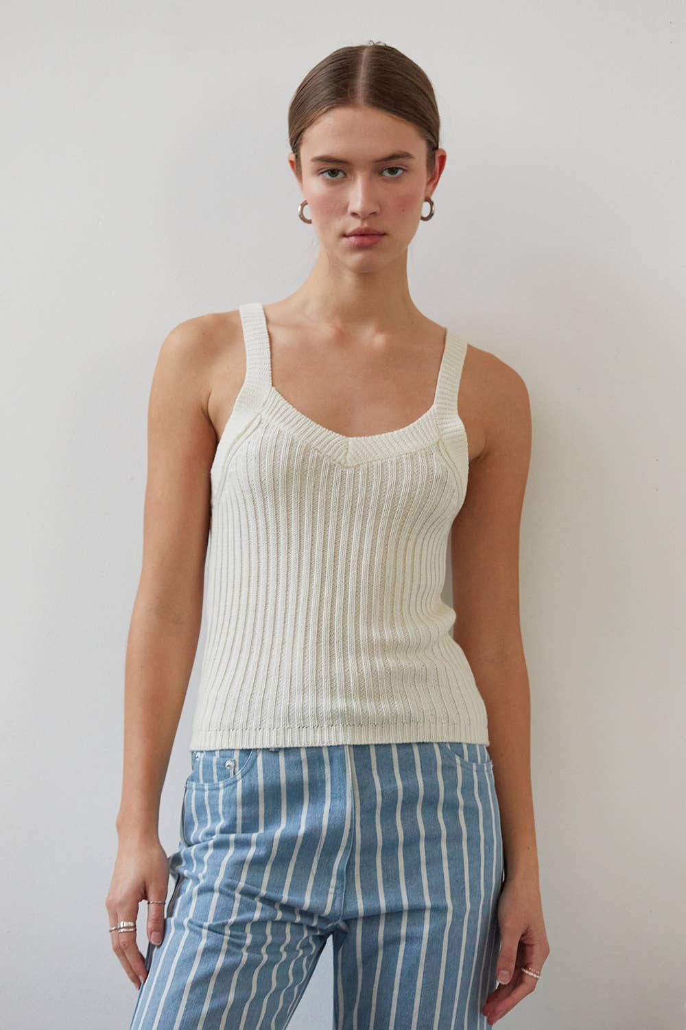 White Knit Ribbed Top - Abigail Fox Designs