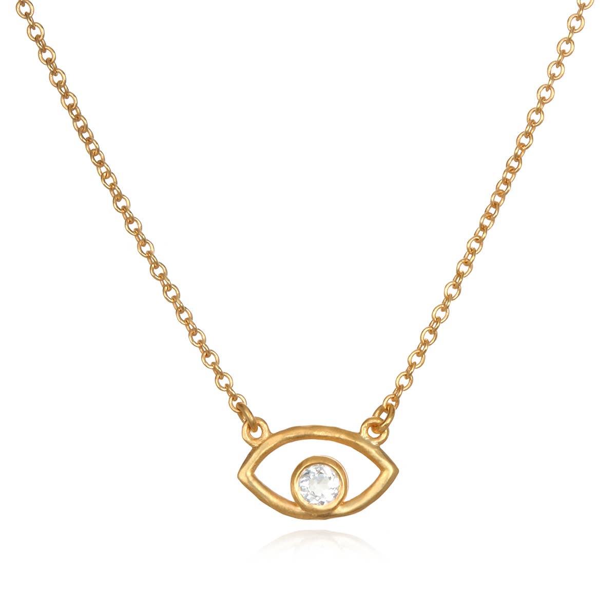 White Topaz Gold Eye Necklace 18-inch, 18kt gold plated over brass - Abigail Fox Designs