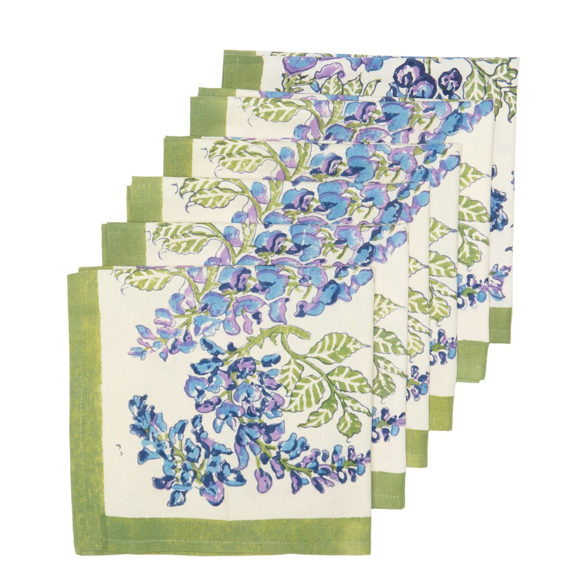 Wisteria Blue/Green Napkins - Set of 6 - Abigail Fox Designs