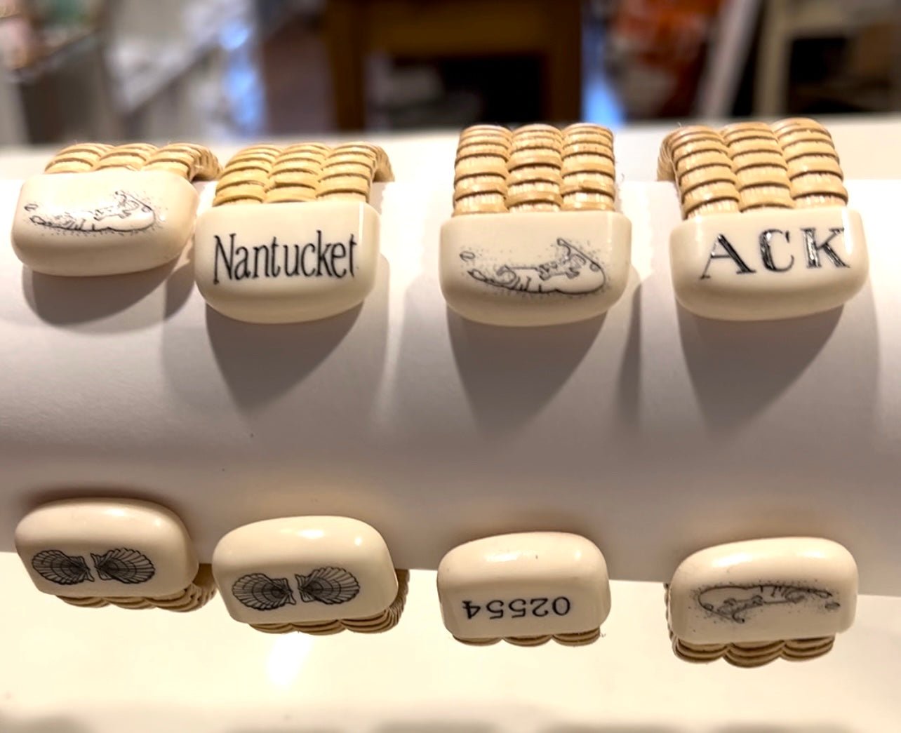 Woven Nantucket Basket Style Bracelet with Scallop Shells and Nantucket - Abigail Fox Designs