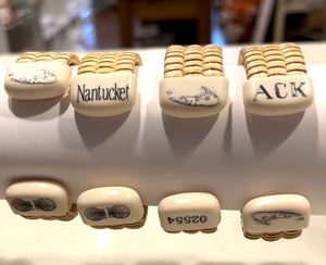 Woven Nantucket Basket Style Bracelet with Scallop Shells and Nantucket - Abigail Fox Designs