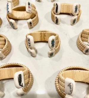 Woven Nantucket Basket Style Bracelet with Scallop Shells and Nantucket - Abigail Fox Designs
