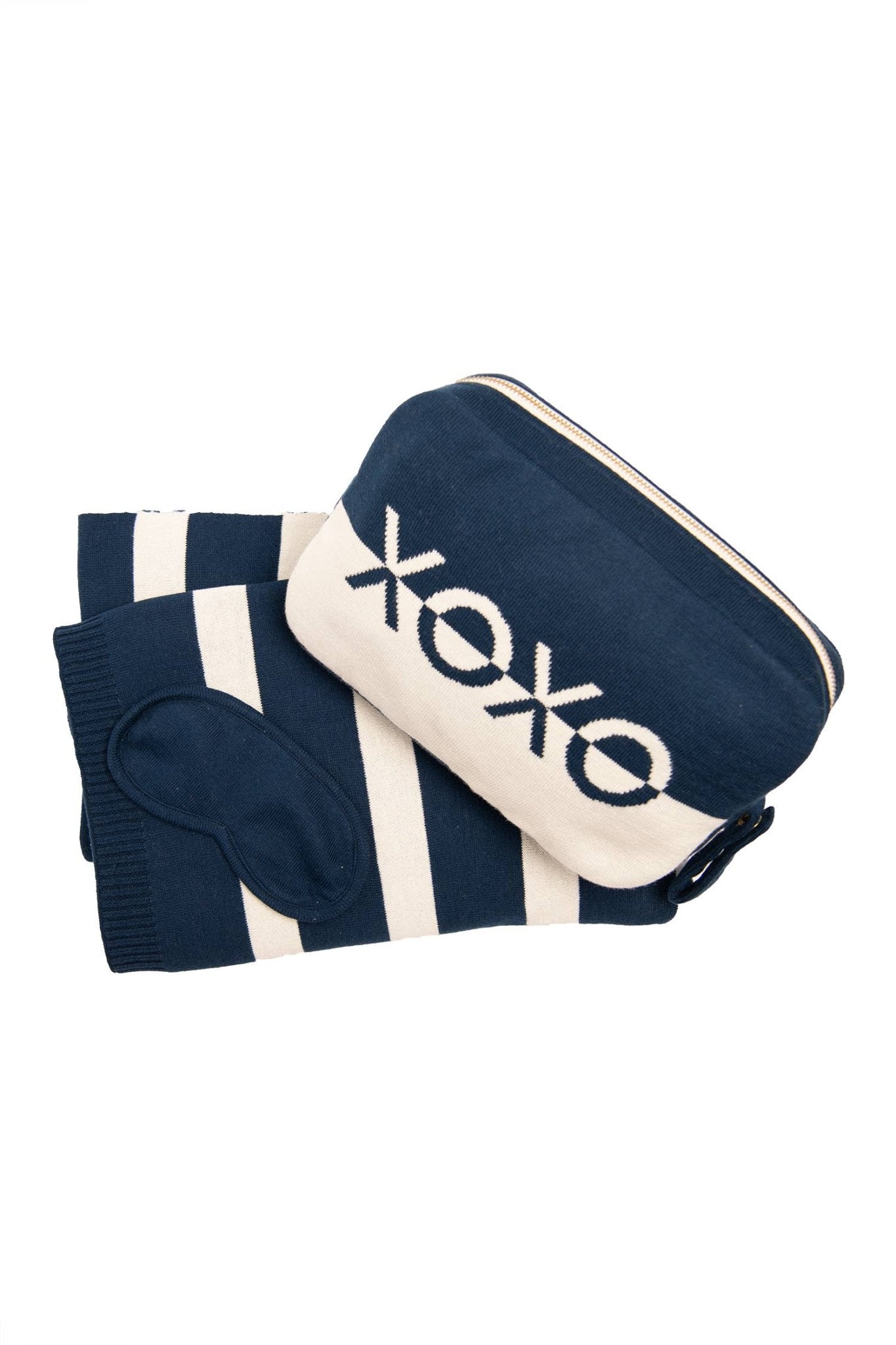 XOXO - Blanket Set - Blue/Natural 100% organic cotton - Abigail Fox Designs